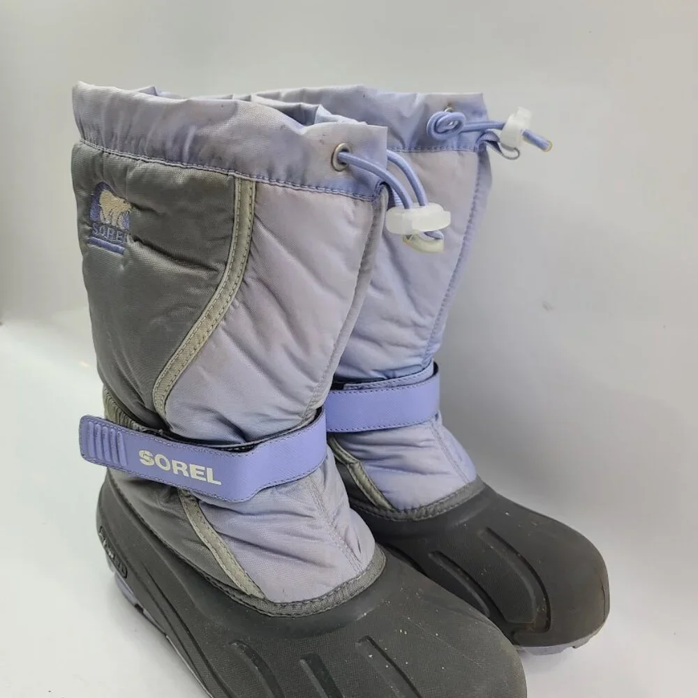 Sorel Boy's Purple Gray Flurry NY1810-540 Mid-Calf Winter Snow Boots Size 7